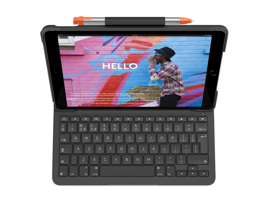Logitech Slim Folio - Tastatur und Foliohülle - kabellos - Bluetooth LE - QWERTY - Nordisch (Dänisch/Finnisch/Norwegisch/Schwedisch)