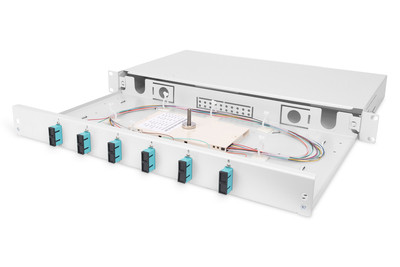 DIGITUS LWL-Spleißbox, 1HE, bestückt, 6x SC DX, OM3