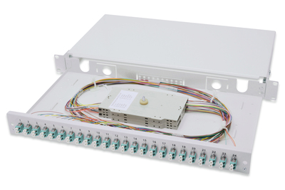 DIGITUS LWL Spleißbox, 1HE, bestückt, 24x LC DX, OM3
