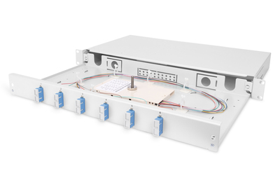 DIGITUS LWL-Spleißbox, 1HE, bestückt,  6x SC DX, OS2