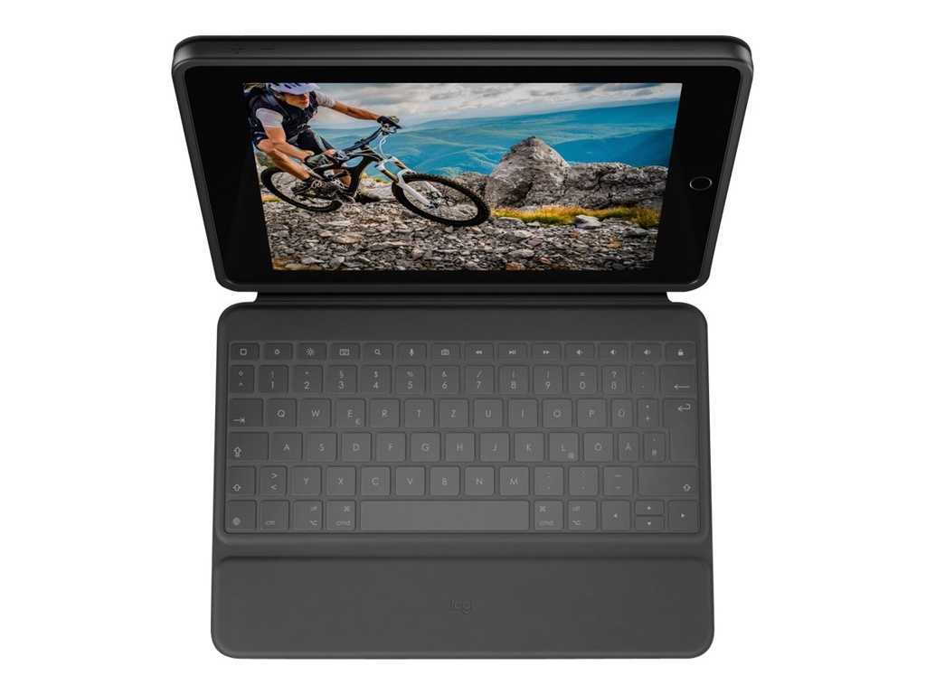 Logitech Rugged Folio - Tastatur und Foliohülle - Apple Smart connector - QWERTZ - Deutsch - Graphite - für Apple 10.9-inch iPad (10. Generation)