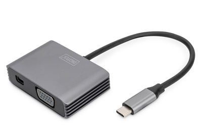 DIGITUS USB Typ-C 4K 2in1 Mini DisplayPort + VGA Grafik-Adapter