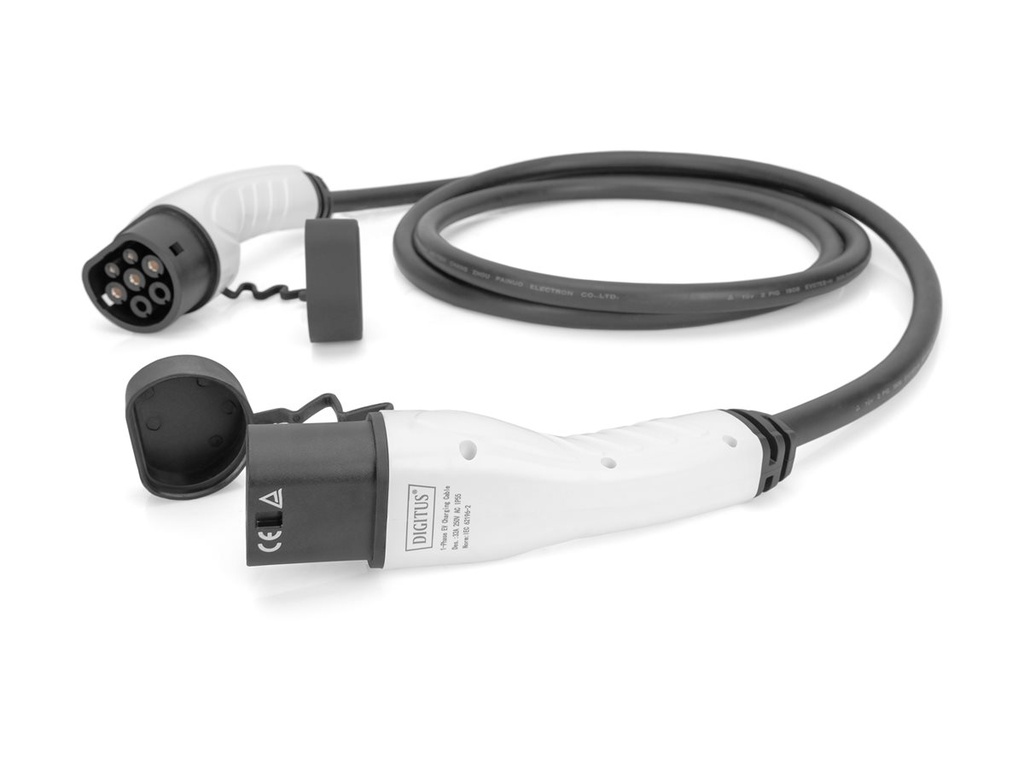 DIGITUS Verlängerungsnetzkabel - IEC 62196 Type 2 männlich Schutzkappe zu IEC 62196 Type 2 weiblich Schutzkappe