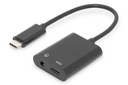 DIGITUS USB Typ-C Adapter / Konverter, Typ-C auf USB Typ-C + 3.5mm Klinke