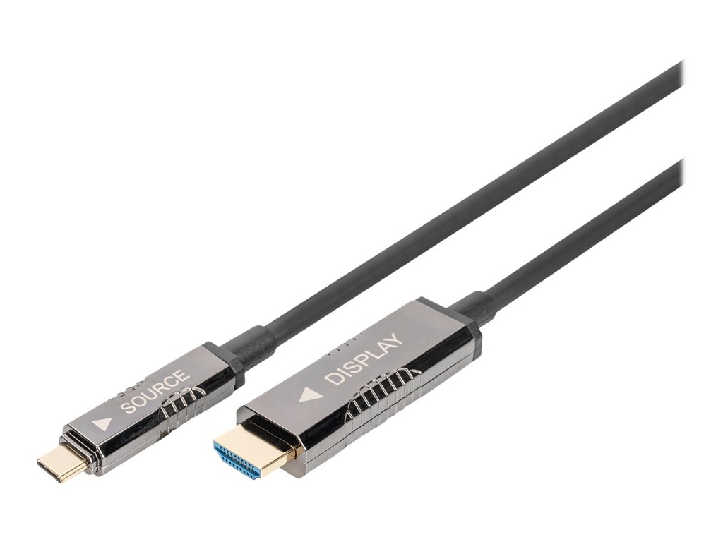 DIGITUS AOC - Adapterkabel - 24 pin USB-C männlich zu HDMI männlich - 15 m - aktiv, HAOC-Kabel (Hybrid Active Optical Cable)