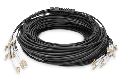 DIGITUS Vorkonfektionierte Glasfaser Universal Breakout Kabel, Multimode OM4, 12 Fasern, LC/UPC - LC/UPC