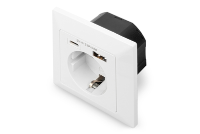[DA-70615] DIGITUS Sicherheits-Steckdose für Unterputzmontage mit 1 x USB Type-C,  1 x USB A