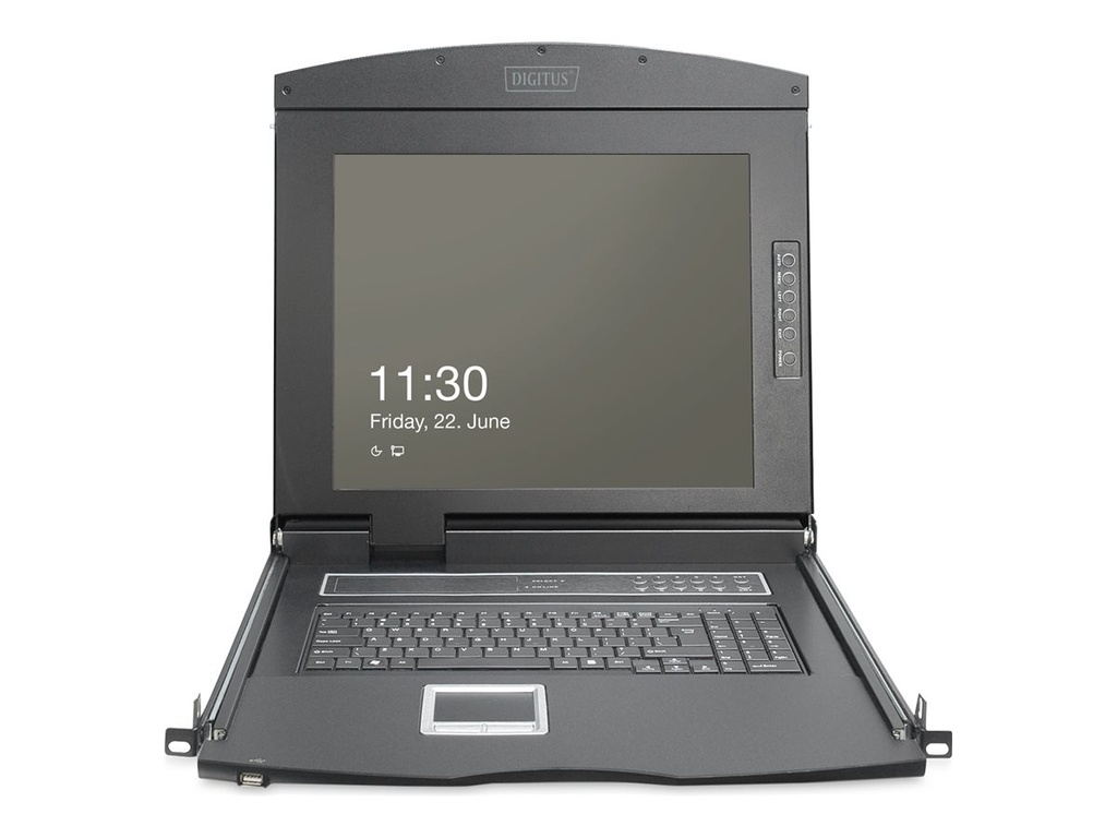DIGITUS KVM-Konsole mit KVM-Switch - 8 Anschlüsse - Französisch - 43.2 cm (19")