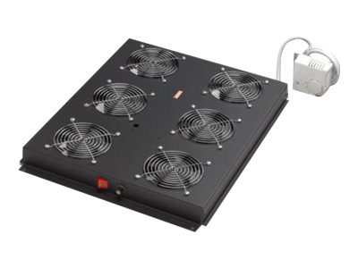 DIGITUS Professional Unique DN-19 FAN-6-SRV-B - Rack-Lüftereinsatz - mit 6 Ventilatoren, Thermostat - Schwarz, RAL 9005 - 48.3 cm (19")