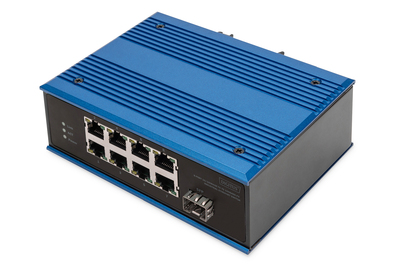DIGITUS 8 Port Fast Ethernet Netzwerk Switch, Industrial, Unmanaged, 1 SFP Uplink