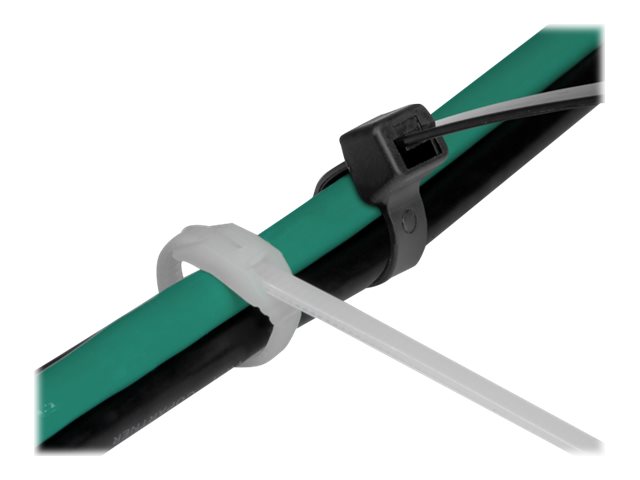 Delock Kabelbinder - mit flachem Kopf - 28 cm - Schwarz, durchsichtig (Packung mit 100)