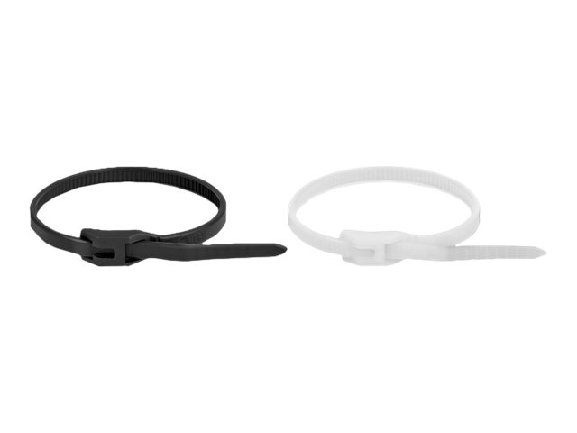 Delock Kabelbinder - mit flachem Kopf - 37 cm - Schwarz, durchsichtig (Packung mit 100)