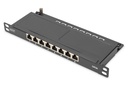 DIGITUS CAT 6A Slim Patch Panel, geschirmt, 8-Port, 0,5 HE, 10", schwarz