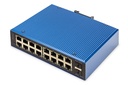 DIGITUS Industrieller 16+2-Port L2 managed Gigabit Ethernet PoE Switch