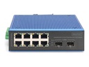 DIGITUS Switch - industriell - 8 x 10/100 + 2 x Gigabit SFP - an DIN-Schiene montierbar - PoE+ (200 W)