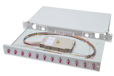 DIGITUS LWL Spleißbox, 1HE, bestückt, 12x LC DX, OM4