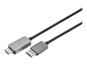 DIGITUS Adapterkabel - DisplayPort männlich Verriegelung zu HDMI männlich - 1 m - Schwarz - Druckknopf, Dolby DTS-HD Master Audio-Unterstützung, Dolby TrueHD-Unterstützung, unterstützt 8K 60 Hz (7680 x 4320)