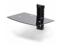 StarTech.com Floating Wall-Mounted AV Shelf, Adjustable Height Shelf For Under TV, Organize A/V Equipment On Black Tempered Glass Shelf