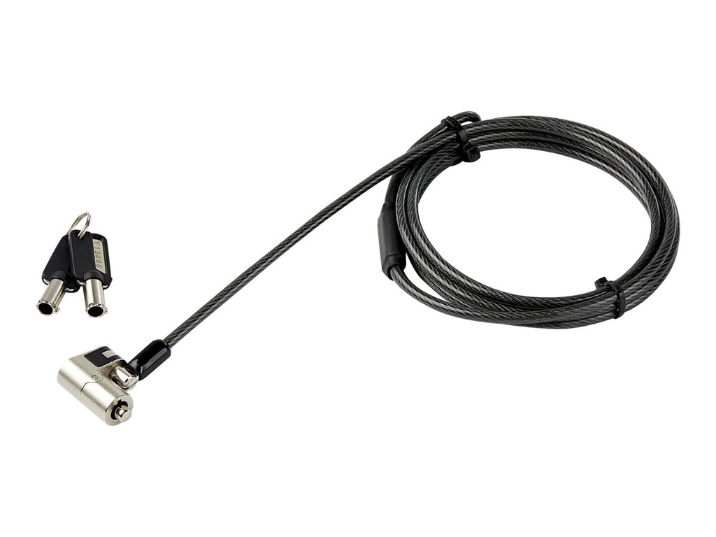 StarTech.com Laptopschloss mit 2m Kabel (mit Schlüssel, für K-Slot, Nano, Wedge Slot, Stahlkabel, Push-to-Lock Taste, Kabelschloss)