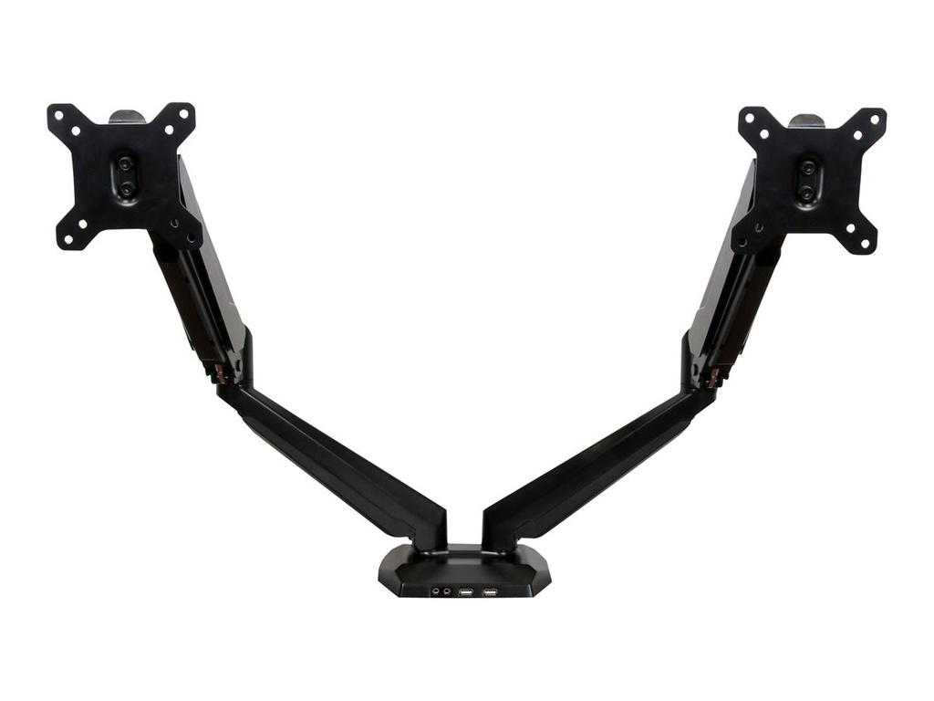 StarTech.com Startech Dual Monitor Halterung mit eingebautem 2 Port USB und Audio Passthrough - Befestigungskit - einstellbarer Arm - für LCD-Display - Aluminium - Schwarz - Bildschirmgröße: 76.2 cm (12"-32")