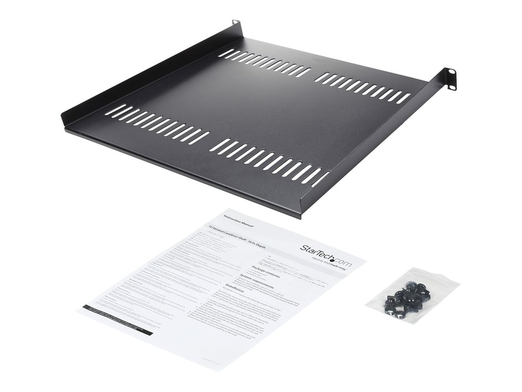 StarTech.com Startech Belüfteter Server Rack Fachboden 1 HE - 40,6 cm Tief - Stahl - Rack - Regal - Schwarz - 1U - 40.6 cm (16")