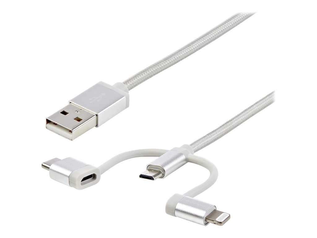 StarTech.com StarTech USB Lightning Kabel - USB-C Micro-B Laddekabel - 1m - geflochten - Silber - USB auf Lightning Kabel - USB zu USB C - USB-Kabel - USB (M)