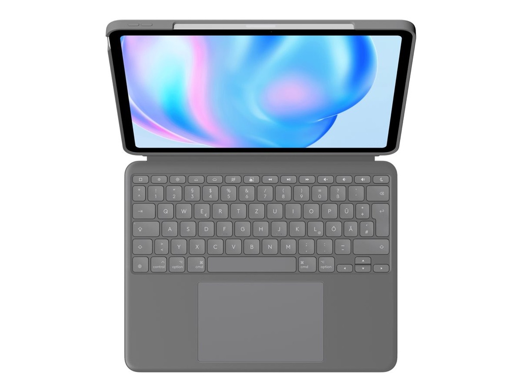 Logitech Combo Touch - Tastatur und Foliohülle - mit Trackpad - hintergrundbeleuchtet - Apple Smart connector - QWERTZ - Deutsch - Oxford Gray - für Apple 13-inch iPad Air (M2, M3)