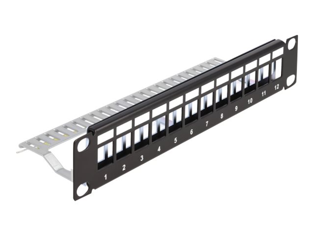 Delock Patchpanel (Blindblech) - mit Zugentlastung - Rack montierbar - Schwarz - 1U - 25.4 cm (10")