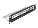Delock Patchpanel (Blindblech) - mit Zugentlastung - Rack montierbar - Schwarz - 1U - 25.4 cm (10")