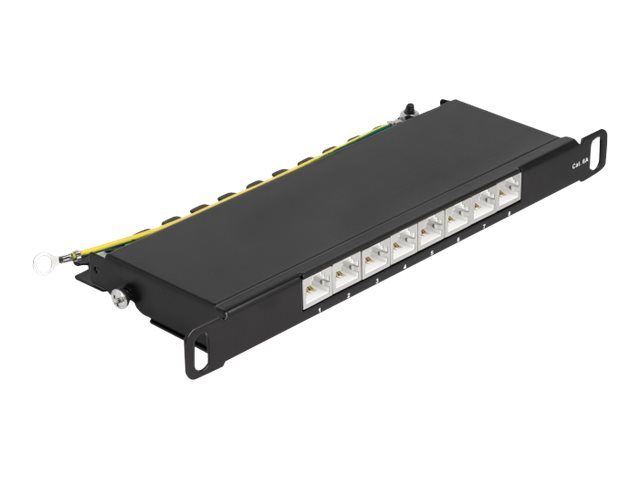Delock Patch Panel - Rack montierbar - CAT 6a - RJ-45 X 8, LSA X 8 - Schwarz - 0.5U - 25.4 cm (10")