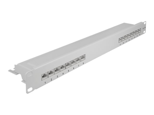 Delock Patch Panel - CAT 6a - RJ-45 X 16 - Grau - 1U - 48.3 cm (19")