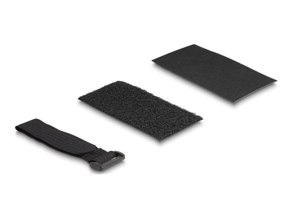 Delock Klettverschluss-Cinchkabelbinder - 20 cm - Schwarz (Packung mit 5)