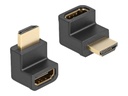Delock Hohe Geschwindigkeit - HDMI rechtwinkliger Adapter - HDMI männlich zu HDMI weiblich nach unten abgewinkelt - Schwarz - Ethernet-Unterstützung, 8K60Hz (7680 x 4320)