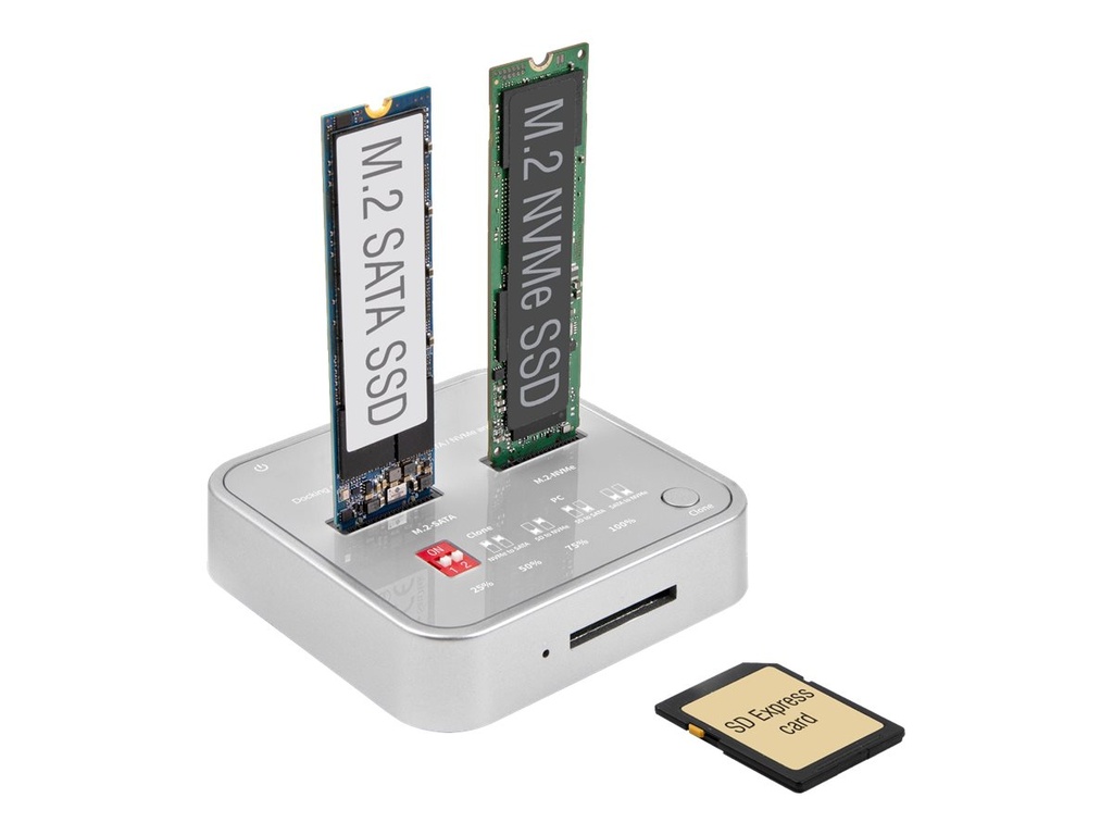 [64138] Delock SSD-Dockingstation Schächte: 2 - M.2 - M.2 NVMe Card - USB 3.2 (Gen 2)