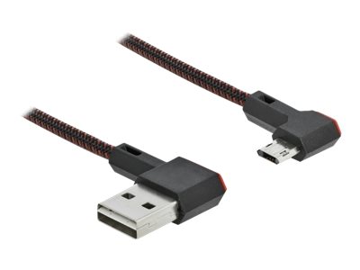 Delock Easy - USB-Kabel - USB (M) links/rechts abgewinkelt, umkehrbar zu Micro-USB Typ B (M)