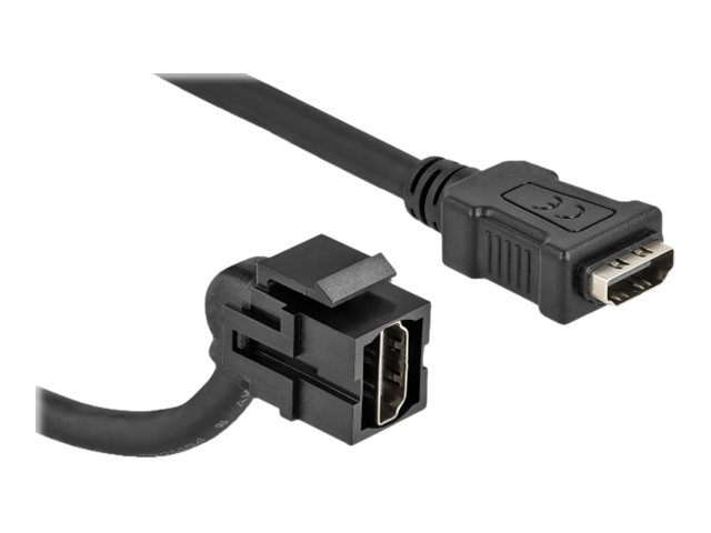 Delock HDMI-Kabel - HDMI weiblich abgewinkelt, Keystone zu HDMI männlich gerade - 30 cm - Schwarz - unterstützt 4K 30 Hz (3840 x 2160)