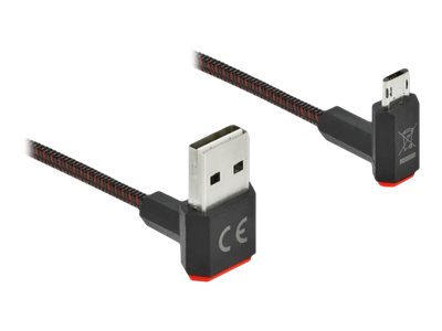 Delock Easy - USB-Kabel - USB (M) nach oben/unten abgewinkelt, doppelseitig zu Micro-USB Typ B (M)