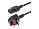 StarTech.com 1,8 m GB Computer Stromkabel, 18AWG, BS 1363 auf C13, 10A 250V, Schwarzes Ersatz-AC Stromkabel, Kaltgerätekabel / UK Stromkabel, PC Stromkabel, Fernsehgerät/Monitor Stromkabel (PXT101UK)