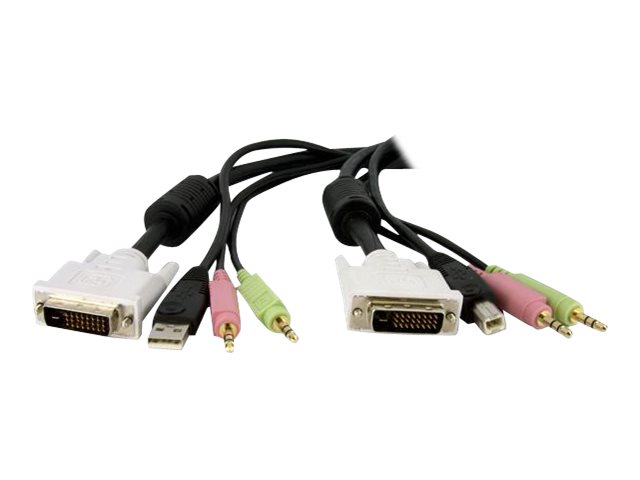 StarTech.com 1,8 m 4-in-1 USB Dual Link DVI-D KVM-Switchkabel mit Audio und Mikrofon - Tastatur- / Video- / Maus- / Audio-Kabel - USB, mini-phone stereo 3.5 mm, DVI-D (M)