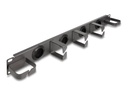 Delock Verlegetafel für Rack-Kabelmanagement - 4 Gummikabeldurchführungen, 5 Metallhaken - Dunkelgrau - 1U - 48.3 cm (19")