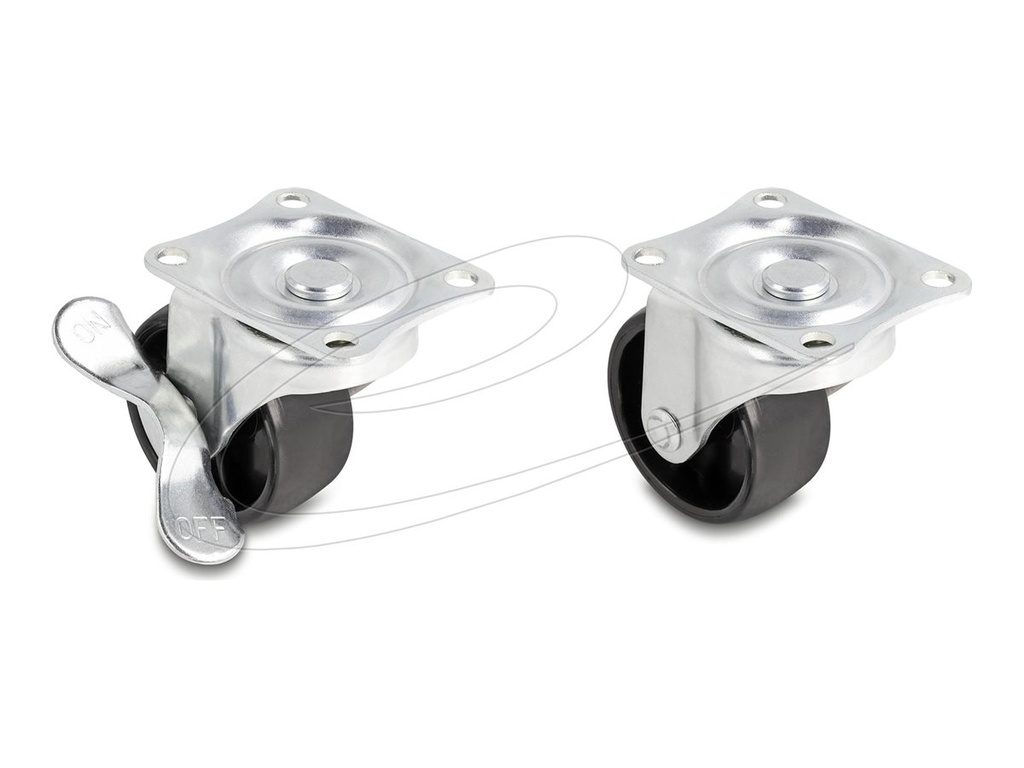 Delock Rollen Kit - Tragfähigkeit von bis zu 150 kg - Silber, Schwarz (Packung mit 4)