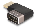 Delock Highspeed - HDMI-Adapter mit Ethernet - HDMI männlich zu HDMI weiblich nach rechts abgewinkelt - Schwarz/Grau - unterstützt 8K 60 Hz (7680 x 4320)