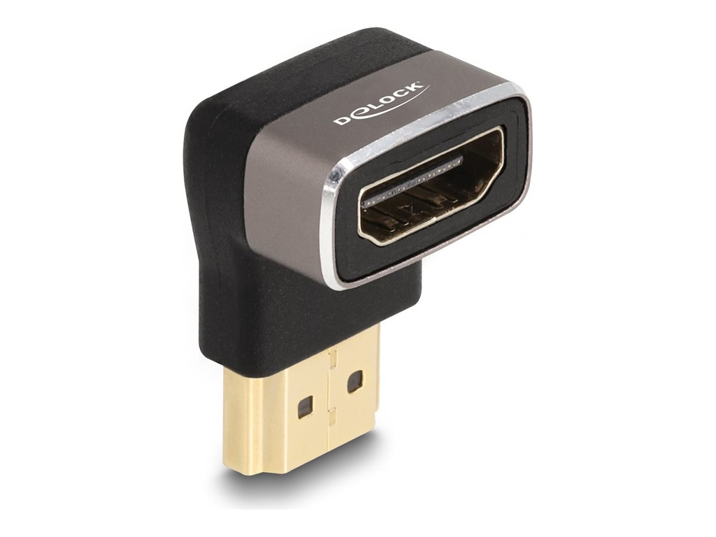 Delock Highspeed - HDMI-Adapter mit Ethernet - HDMI männlich zu HDMI weiblich nach oben angewinkelt - Schwarz/Grau - unterstützt 8K 60 Hz (7680 x 4320)
