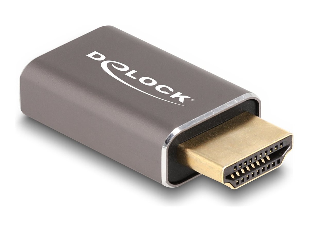 Delock Highspeed - HDMI-Adapter mit Ethernet - HDMI männlich zu HDMI weiblich - Grau - unterstützt 8K 60 Hz (7680 x 4320)