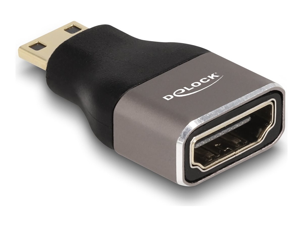 Delock Hohe Geschwindigkeit - HDMI-Adapter mit Ethernet - 19 pin mini HDMI Type C männlich zu HDMI weiblich - Schwarz/Grau - 8K60Hz (7680 x 4320)