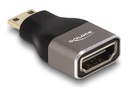 Delock Hohe Geschwindigkeit - HDMI-Adapter mit Ethernet - 19 pin mini HDMI Type C männlich zu HDMI weiblich - Schwarz/Grau - 8K60Hz (7680 x 4320)