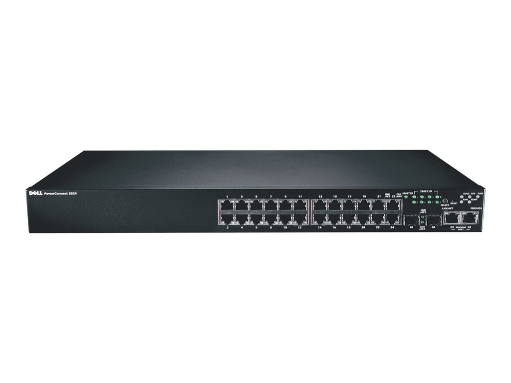Dell PowerConnect 3524 - Switch - managed - 24 x 10/100 + 2 x Shared SFP + 2 x 10/100/1000