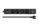 Delock Extension Socket - Steckdosenleiste - Wechselstrom 250 V - 4000 Watt - Eingabe, Eingang power CEE 7/7 - Ausgangsanschlüsse: 4 (3 x USB Typ A, 4 x CEE 7/3)