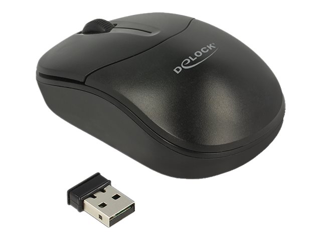 Delock Maus - rechts- und linkshändig - optisch - 3 Tasten - kabellos - 2.4 GHz - kabelloser Empfänger (USB)