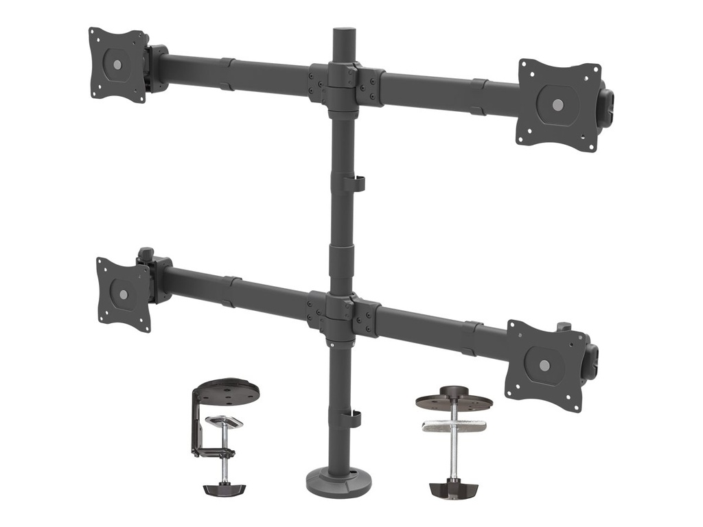 StarTech.com Startech Tisch Monitorhalterung für vier Monitore - Monitorarm für 4 VESA Monitore(2x2) bis zu 27"(je 8kg) - Gelenkig, höhenverstellbar, Neig/Schwenk/Drehfunktion - Klemme/Durchführung (ARMQUAD)